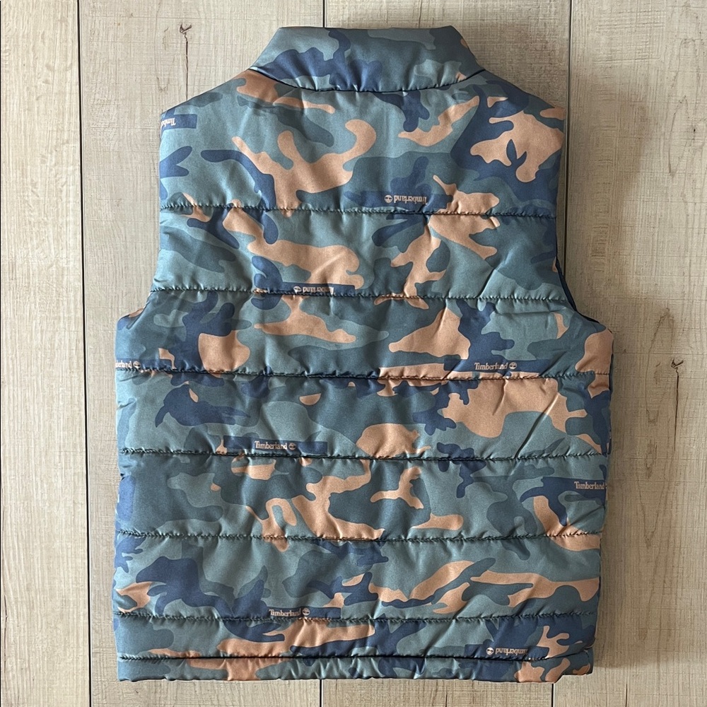 Timberland Kids Camo Puffer Vest - Forest Green & Tan - Picture 4 of 5
